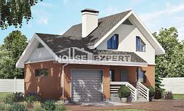 120-002-Л Проект двухэтажного дома мансардой, гараж, простой коттедж из пеноблока, House Expert