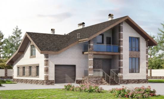 245-005-П Проект двухэтажного дома мансардой, гараж, красивый дом из поризованных блоков | Проекты домов от House Expert