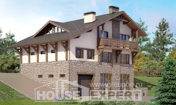 305-002-Л Проект трехэтажного дома мансардой, уютный коттедж из кирпича, House Expert