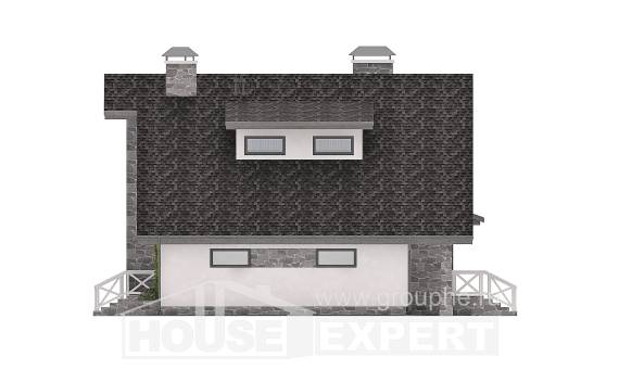 180-017-Л Проект двухэтажного дома мансардный этаж и гаражом, простой коттедж из керамзитобетонных блоков, House Expert