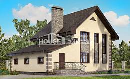 160-004-П Проект двухэтажного дома и гаражом, небольшой дом из керамзитобетонных блоков, House Expert