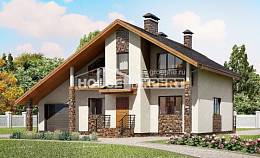 180-008-Л Проект двухэтажного дома с мансардой и гаражом, средний загородный дом из поризованных блоков, House Expert