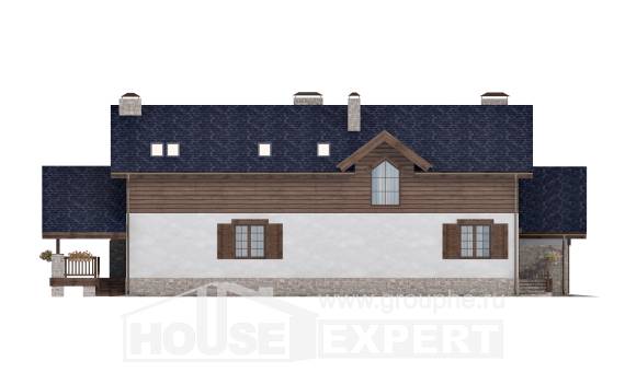 280-003-Л Проект двухэтажного дома мансардой и гаражом, просторный коттедж из поризованных блоков, House Expert
