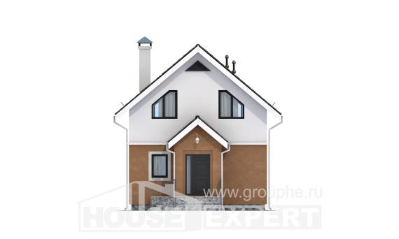 070-001-Л Проект двухэтажного дома мансардой, бюджетный дом из газосиликатных блоков, House Expert