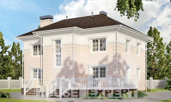 155-005-Л Проект двухэтажного дома, уютный загородный дом из арболита, House Expert