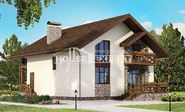 155-001-П Проект двухэтажного дома мансардный этаж, гараж, бюджетный загородный дом из арболита, House Expert