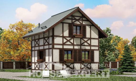 060-002-П Проект двухэтажного дома мансардой, миниатюрный домик из бревен, House Expert