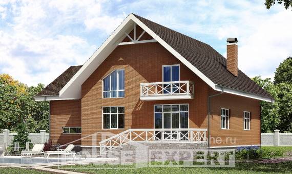 215-001-П Проект двухэтажного дома с мансардным этажом, гараж, классический загородный дом из поризованных блоков, House Expert