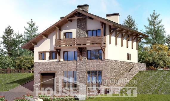 305-002-Л Проект трехэтажного дома мансардный этаж, красивый дом из кирпича, House Expert