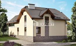 255-003-П Проект двухэтажного дома с мансардой, гараж, просторный коттедж из пеноблока, House Expert