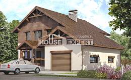 200-003-П Проект двухэтажного дома и гаражом, уютный коттедж из бризолита, House Expert