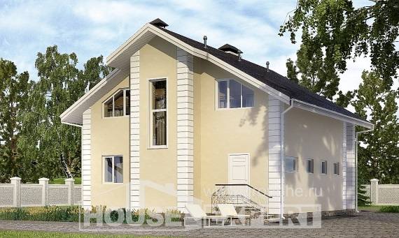 150-002-Л Проект двухэтажного дома мансардный этаж и гаражом, уютный коттедж из газосиликатных блоков, House Expert