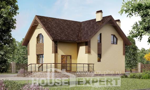 150-009-Л Проект двухэтажного дома мансардой, бюджетный домик из блока, House Expert