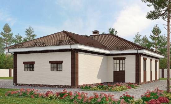 160-015-П Проект одноэтажного дома и гаражом, бюджетный домик из поризованных блоков | Проекты домов от House Expert