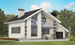 180-001-П Проект двухэтажного дома мансардный этаж, гараж, скромный дом из блока, House Expert