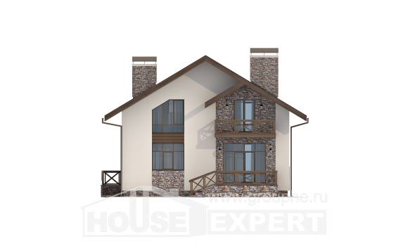 155-001-П Проект двухэтажного дома мансардный этаж и гаражом, бюджетный домик из твинблока, House Expert