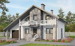 180-017-Л Проект двухэтажного дома с мансардным этажом и гаражом, простой домик из поризованных блоков, House Expert