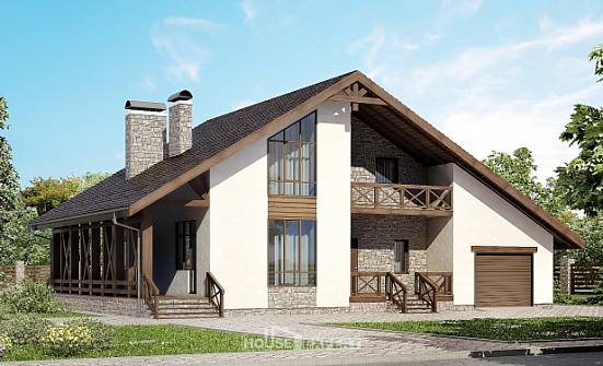 265-001-П Проект двухэтажного дома с мансардой, гараж, современный дом из пеноблока, House Expert