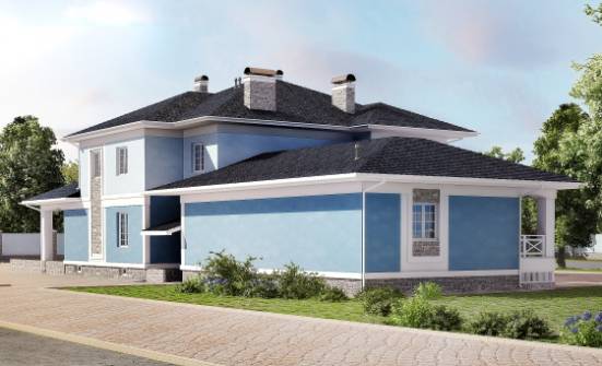 620-001-П Проект трехэтажного дома, гараж, классический домик из бризолита, House Expert