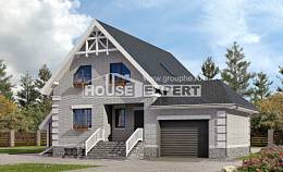 200-009-П Проект трехэтажного дома мансардный этаж и гаражом, классический домик из газосиликатных блоков, House Expert
