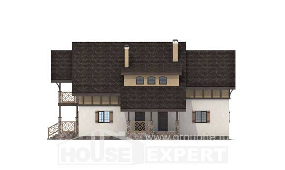 180-014-Л Проект двухэтажного дома с мансардным этажом, уютный домик из поризованных блоков, House Expert