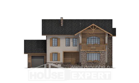 200-005-Л Проект двухэтажного дома и гаражом, классический домик из блока, House Expert