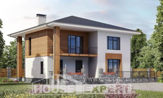180-015-П Проект двухэтажного дома, классический загородный дом из газобетона, House Expert