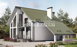 170-009-Л Проект двухэтажного дома с мансардой, гараж, простой загородный дом из пеноблока, House Expert