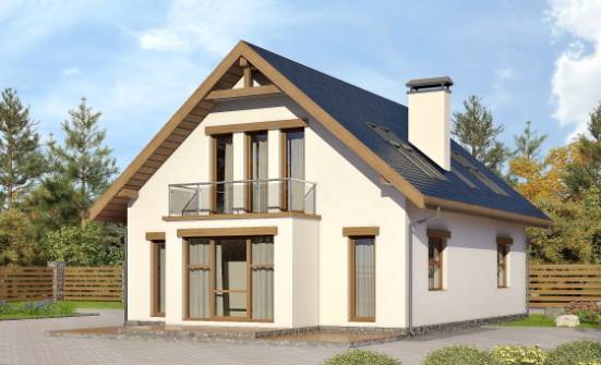 155-012-П Проект двухэтажного дома с мансардой, современный коттедж из твинблока | Проекты домов от House Expert