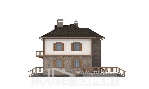 155-006-Л Проект двухэтажного дома и гаражом, бюджетный коттедж из твинблока, House Expert