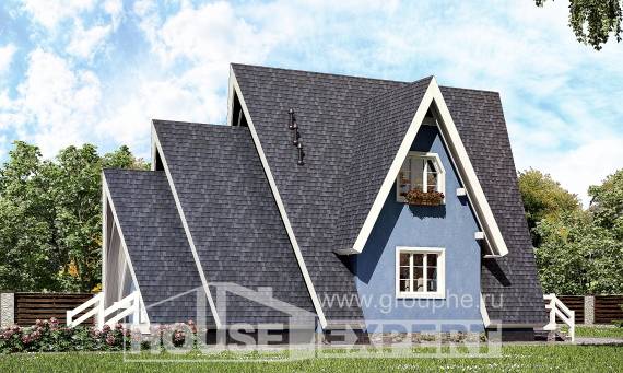 100-002-П Проект двухэтажного дома с мансардой, современный дом из бревен, House Expert