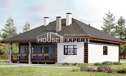 135-003-П Проект одноэтажного дома, бюджетный дом из поризованных блоков, House Expert