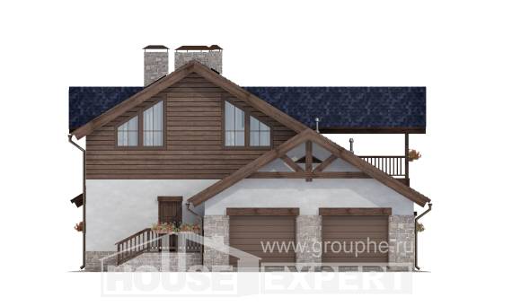 280-003-Л Проект двухэтажного дома с мансардой, гараж, красивый домик из теплоблока, House Expert