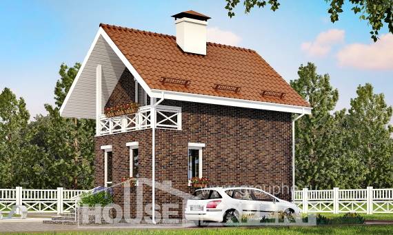 045-001-Л Проект двухэтажного дома мансардный этаж, крохотный загородный дом из поризованных блоков, House Expert