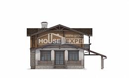 170-004-Л Проект двухэтажного дома мансардой, гараж, скромный домик из арболита из бревен, House Expert
