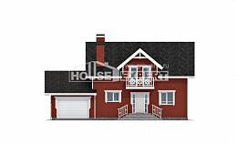 180-013-Л Проект двухэтажного дома с мансардой и гаражом, простой загородный дом из теплоблока, House Expert