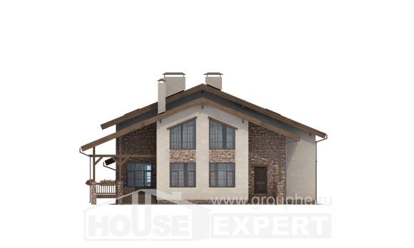 240-003-Л Проект двухэтажного дома мансардой, уютный коттедж из кирпича, House Expert
