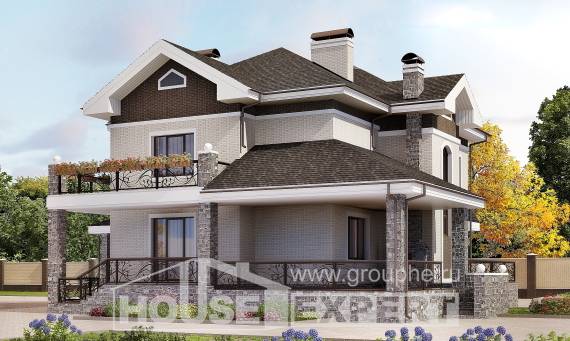 365-001-Л Проект трехэтажного дома, гараж, большой коттедж из кирпича, House Expert