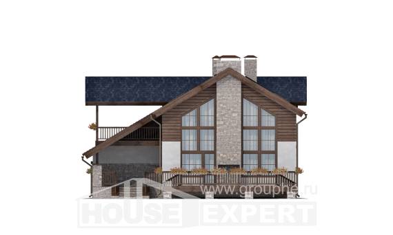 240-002-Л Проект двухэтажного дома с мансардным этажом, гараж, просторный домик из поризованных блоков, House Expert