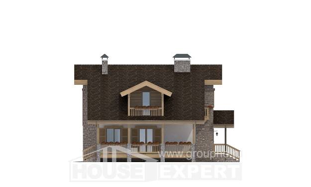 150-004-П Проект двухэтажного дома с мансардным этажом, уютный коттедж из арболита, House Expert