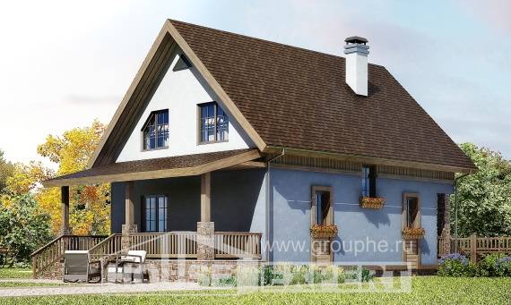 130-003-Л Проект двухэтажного дома с мансардой, доступный домик из бризолита, House Expert