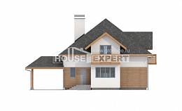 155-004-П Проект двухэтажного дома с мансардным этажом, гараж, красивый домик из арболита, House Expert
