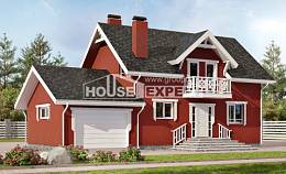 180-013-Л Проект двухэтажного дома мансардой и гаражом, скромный загородный дом из блока, House Expert