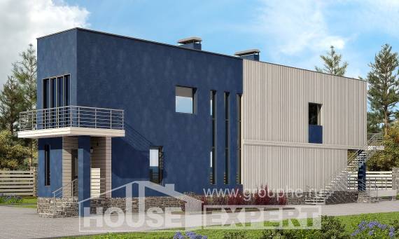 100-003-П Проект двухэтажного дома, недорогой домик из газосиликатных блоков, House Expert