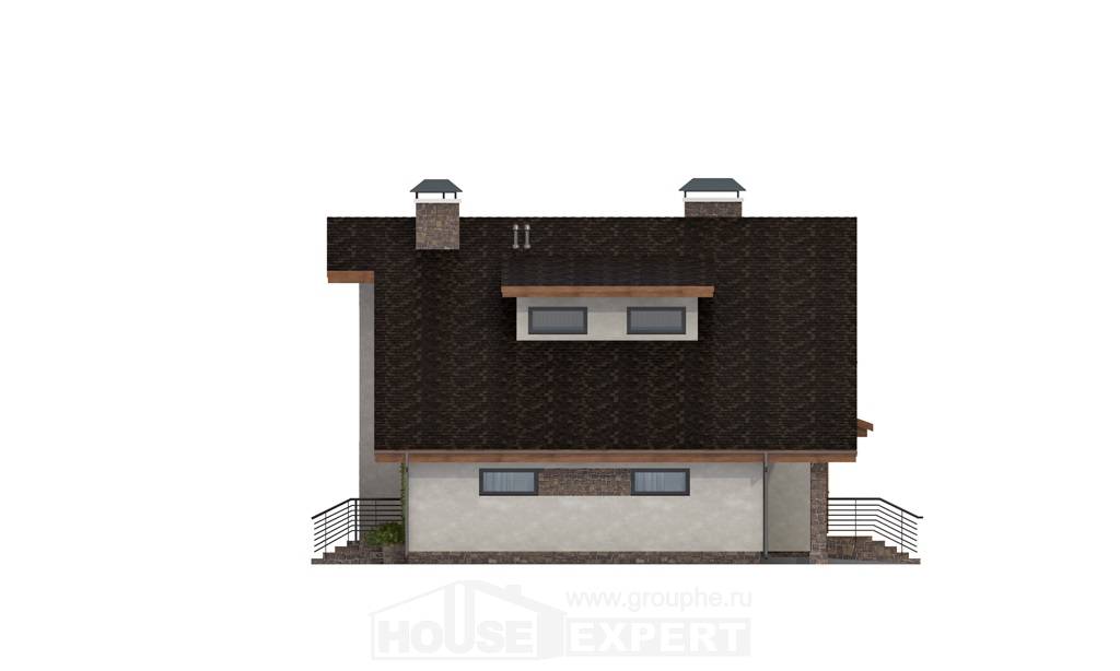 180-008-Л Проект двухэтажного дома мансардой и гаражом, классический коттедж из газобетона, House Expert