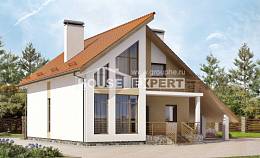 170-009-П Проект двухэтажного дома мансардой, гараж, бюджетный домик из бризолита, House Expert