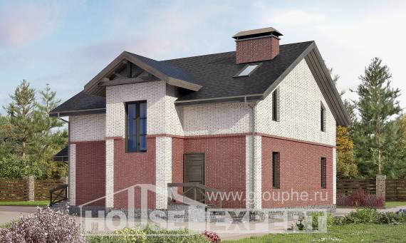 160-014-Л Проект двухэтажного дома, компактный коттедж из газосиликатных блоков, House Expert