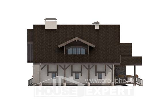 340-003-П Проект двухэтажного дома с мансардным этажом, гараж, классический дом из кирпича, House Expert