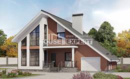 200-007-П Проект двухэтажного дома с мансардным этажом, гараж, красивый загородный дом из теплоблока, House Expert