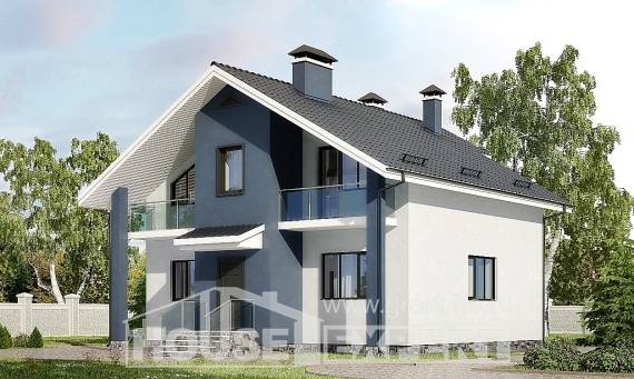 150-005-П Проект двухэтажного дома с мансардой, простой домик из керамзитобетонных блоков, House Expert
